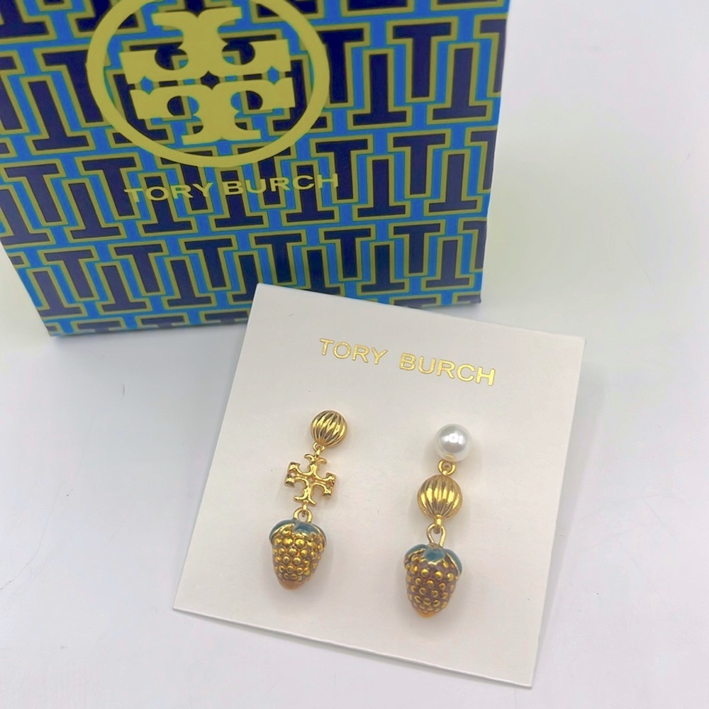 Tory Burch Mismatched Logo Strawberry Earrings